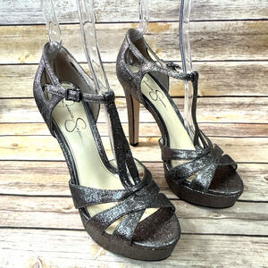 Jessica Simpson Womens Metallic Bryanne Open Toe Platform Festive Heels 8.5M